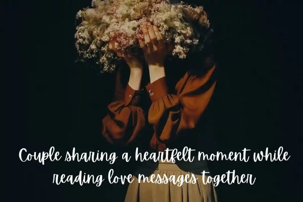 Couple sharing a heartfelt moment while reading love messages together
