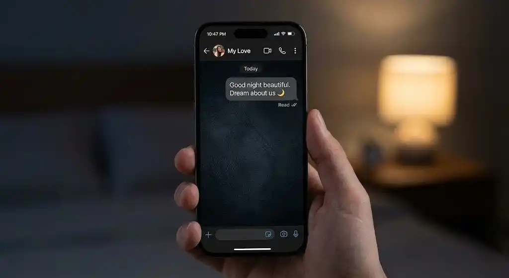 Good night love message example on WhatsApp interface
