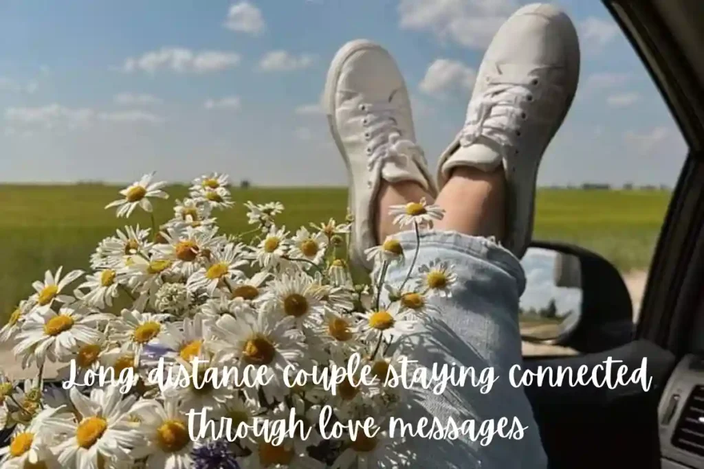 Long distance couple staying connected through love messages